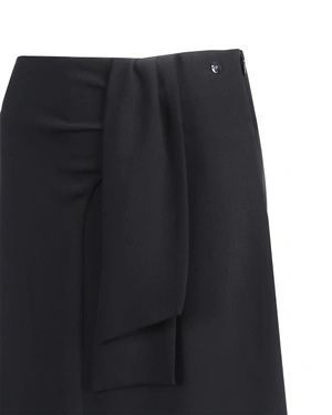 Classic black skirt with lining and an elegant waist tie | Skirts and Shorts - 5