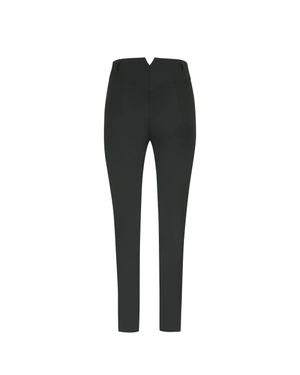 Klasične crne sužene pantalone sa naborom | Pantalone i Helanke - 1