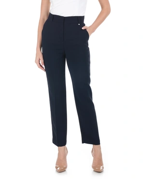 Classic dark blue tapered trousers with crease | Trousers - 1