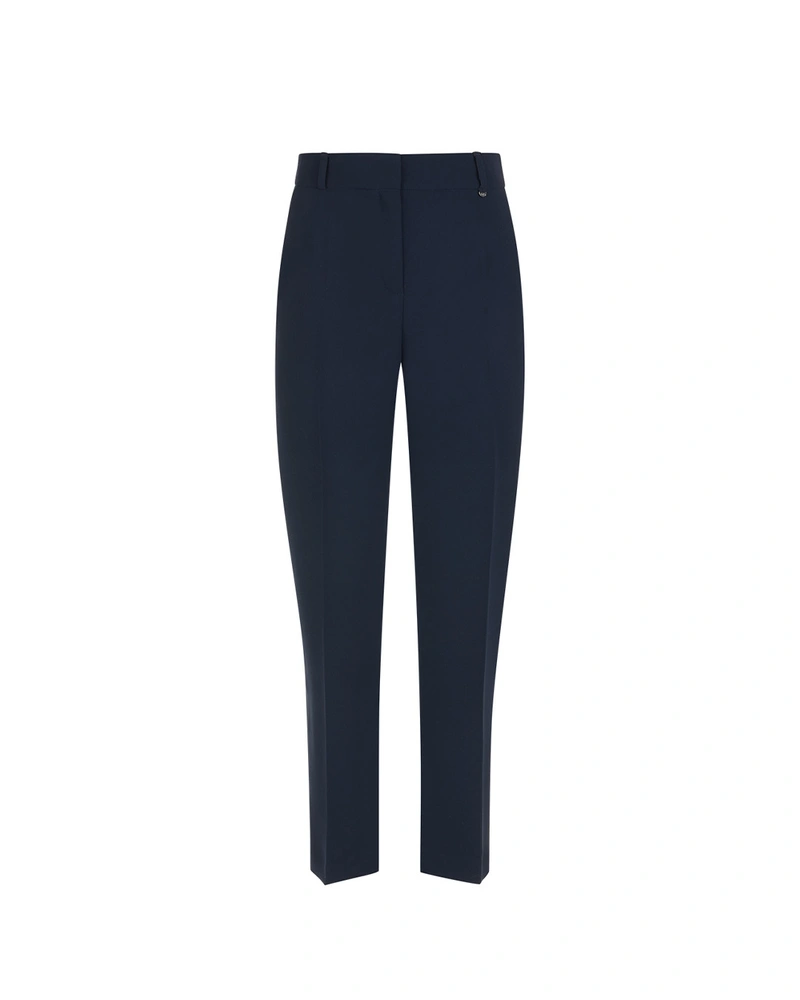 Classic dark blue tapered trousers with crease | Trousers