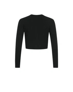 Classic fine black cardigan with round neckline | Knitwear - 1