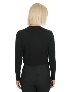 Classic fine black cardigan with round neckline | Knitwear - 4
