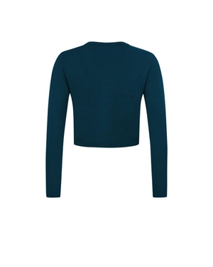 Classic fine dark blue cardigan with round neckline | Pulls and Cardigans - 7