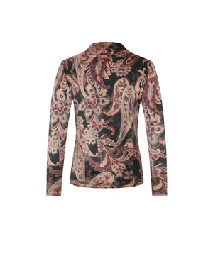 Classic knitted blouse with bright paisley motif on black background | All products - 1