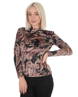 Classic knitted blouse with bright paisley motif on black background | All products - 3