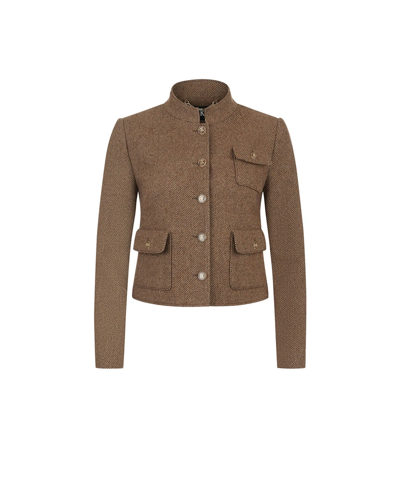 Classic short fitted wool coat in beige-brown | Jackets and Coats