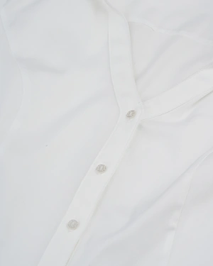 Classic slim-fit white cotton shirt with 7/8 sleeves | Blouses - 3
