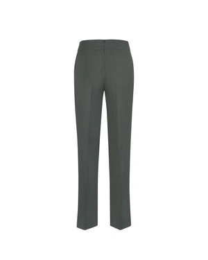 Classic straight-leg linen trousers in olive green | Trousers - 3