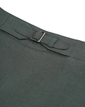 Classic straight-leg linen trousers in olive green | Trousers - 4