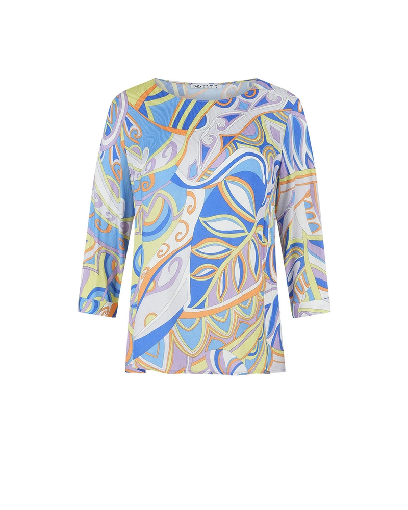 Bluză colorată din vâscoză cu imprimeu abstract și | Bluze