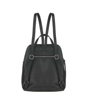Sac à dos compact en cuir véritable noir |  - 1