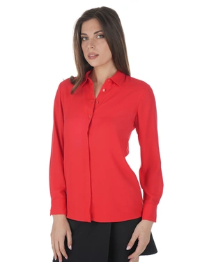 Coral shirt with a classic cut | Blouses - 1