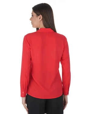 Coral shirt with a classic cut | Blouses - 2