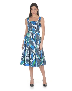 Cotton dress with straps and a blue-green print | NEW - 6