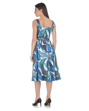 Cotton dress with straps and a blue-green print | NEW - 7