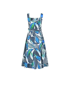 Cotton dress with straps and a blue-green print | NEW - 8
