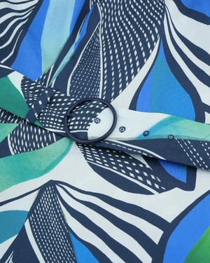 Cotton dress with straps and a blue-green print | NEW - 9