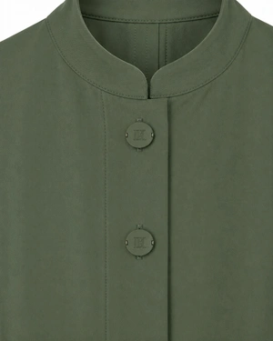 Cotton shirt dress in khaki with shaping seams | Dresses - 4