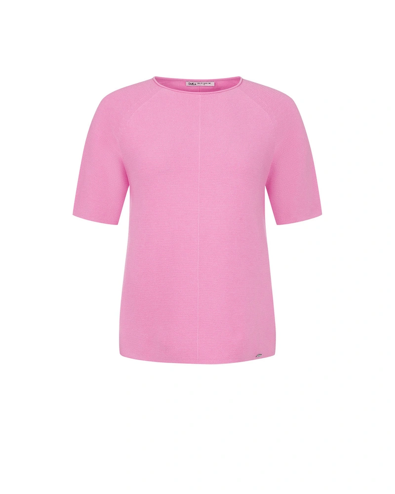 Cotton spring sweater in light pink, with short sleeves | Knitwear