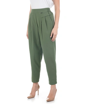 Cotton tapered trousers in khaki | Trousers - 1