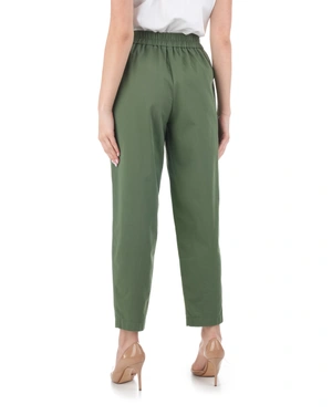 Cotton tapered trousers in khaki | Trousers - 2