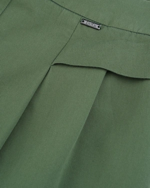 Cotton tapered trousers in khaki | Trousers - 5