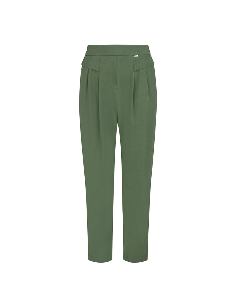 Cotton tapered trousers in khaki | Trousers