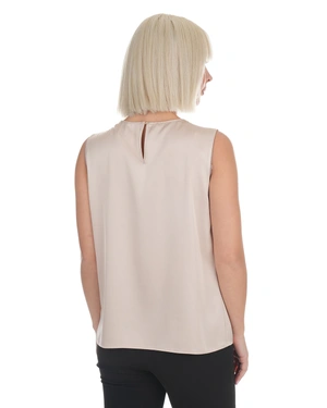 Cream blouse with an elegant silhouette, sleeveless | Blouses - 8