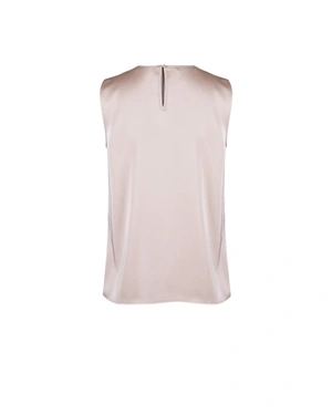 Cream blouse with an elegant silhouette, sleeveless | Blouses - 9