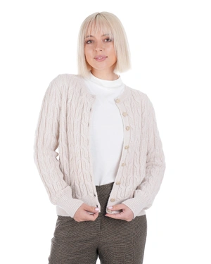 Cardigan tricotat texturat crem | Cardigane - 1