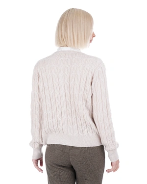 Cardigan tricotat texturat crem | Cardigane - 5