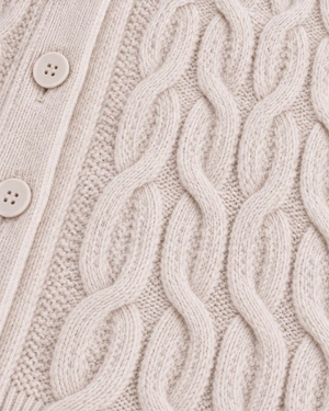 Cardigan tricotat texturat crem | Cardigane - 7