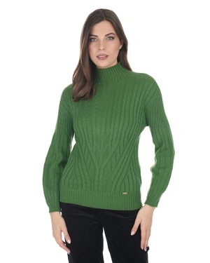 Cyclamen seamless knitted sweater with high neck | Pullovers | Dika.ge - 1 Cyclamen seamless knitted sweater with high neck | Pullovers - 1