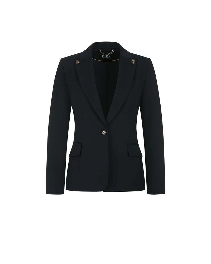 Dark blue business blazer with single-breasted closure | All products