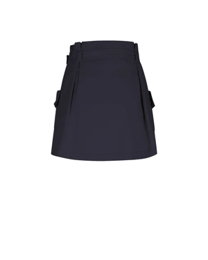 Dark blue cotton mini skirt with pockets | Casual - 3