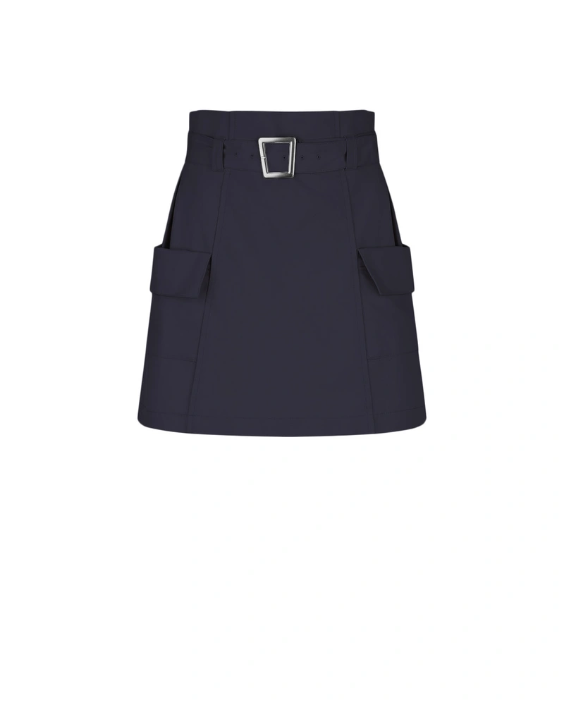 Dark blue cotton mini skirt with pockets | Skirts and Shorts