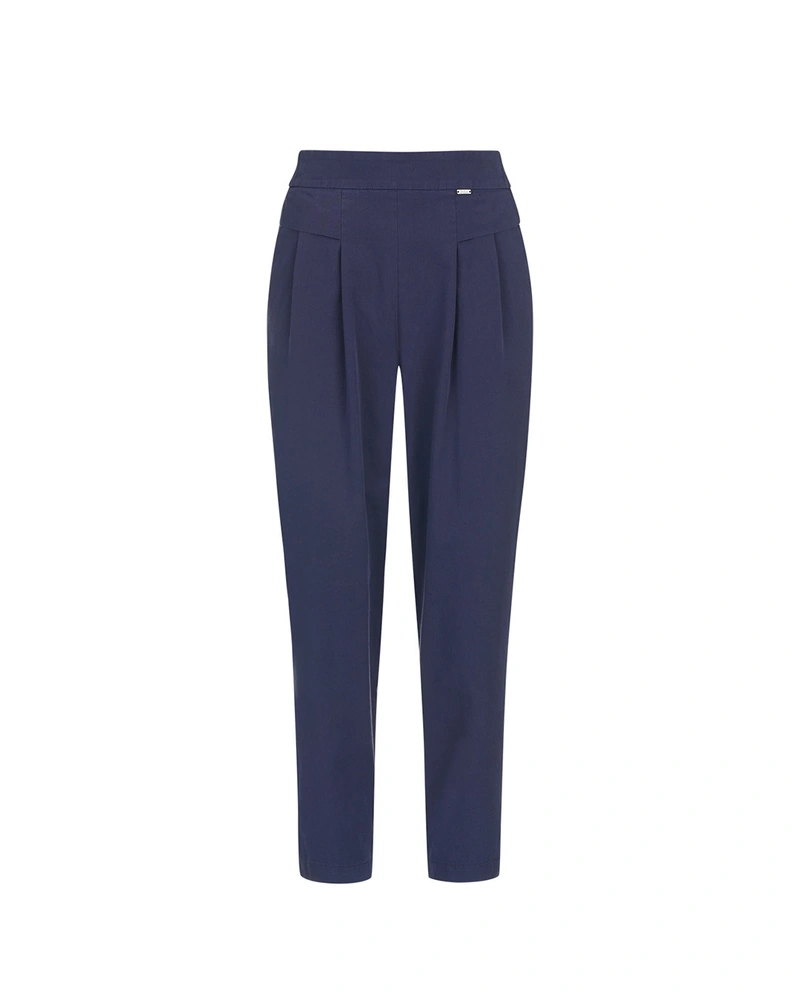 Pantaloni conici din bumbac albastru închis | Pantaloni