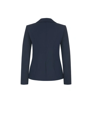 Dark blue double-breasted business blazer with white piping on the lapel | Business | Dika.ge - 1 Dark blue double-breasted business blazer with white piping on the lapel | Business - 1