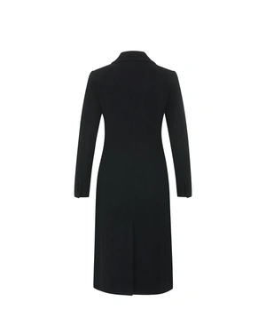 Dark blue double-breasted coat made of virgin wool | Outerwear - 1