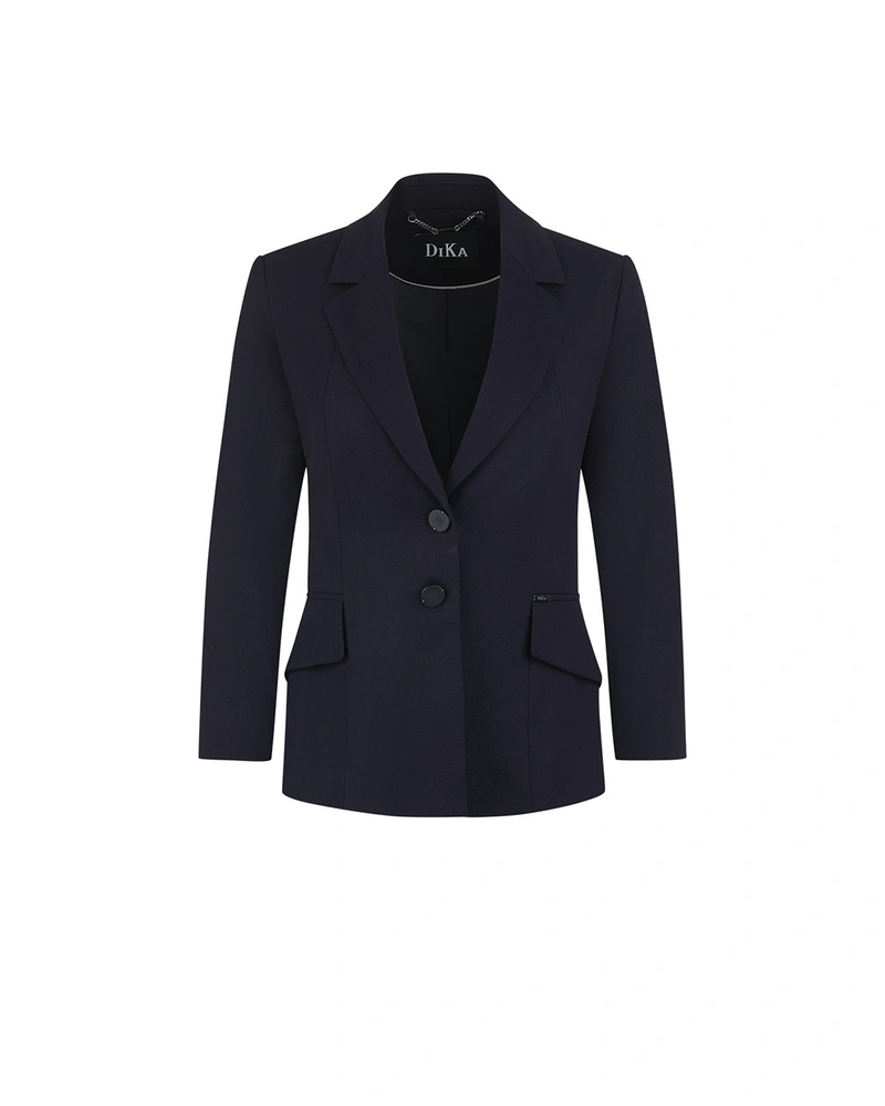 Dark blue fitted jacket from cotton and viscose | Jackets and Blazers