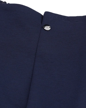 Dark blue flannel trousers with relaxed straight silhouette | Trousers and Leggings - 2