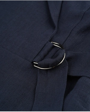 Dark blue hemp summer business dress | Dresses - 2