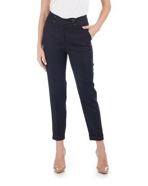 Dark blue high-waisted trousers with a crease and tapered leg | Trousers and Leggings - 7
