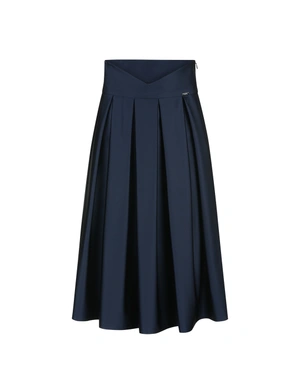 Dark blue satin skirt, below-knee length | COLLECTION - 5