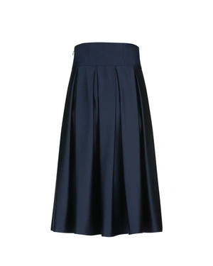 Dark blue satin skirt, below-knee length | COLLECTION - 6