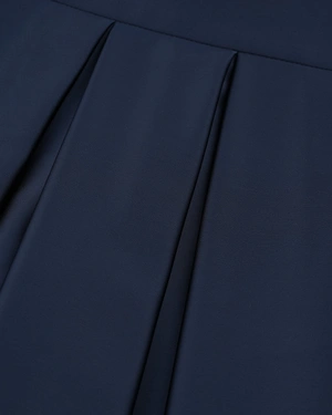 Dark blue satin skirt, below-knee length | COLLECTION - 7