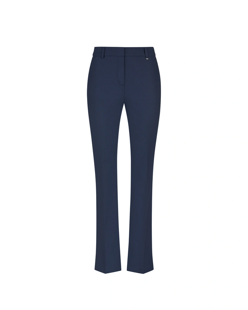 Dark blue straight-leg trousers with crease | Trousers and Leggings
