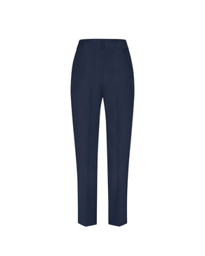 Dark blue summer trousers with high waist | Trousers - 1