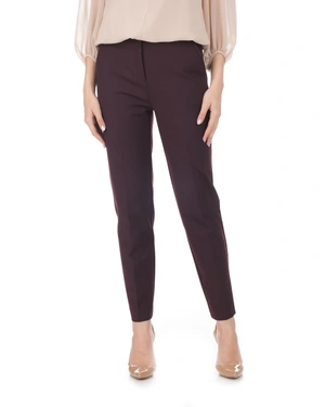 Dark brown women’s tapered-leg trousers | Trousers - 2
