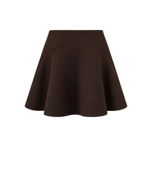 Jupe marron foncé en laine avec boutons décoratifs dorés | Jupes - 3
